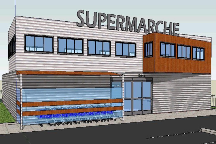 Bâtiment des magasins de supermarchés avec cadre de structure en acier