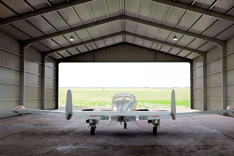 Conception de structure en acier pour hangar d'avions avec espace de maintenance