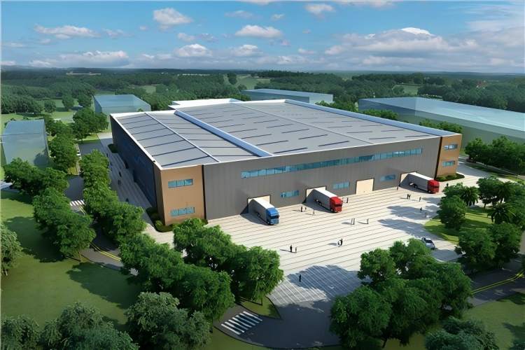 Entrepôt industriel de structure métallique pour la production et le stockage