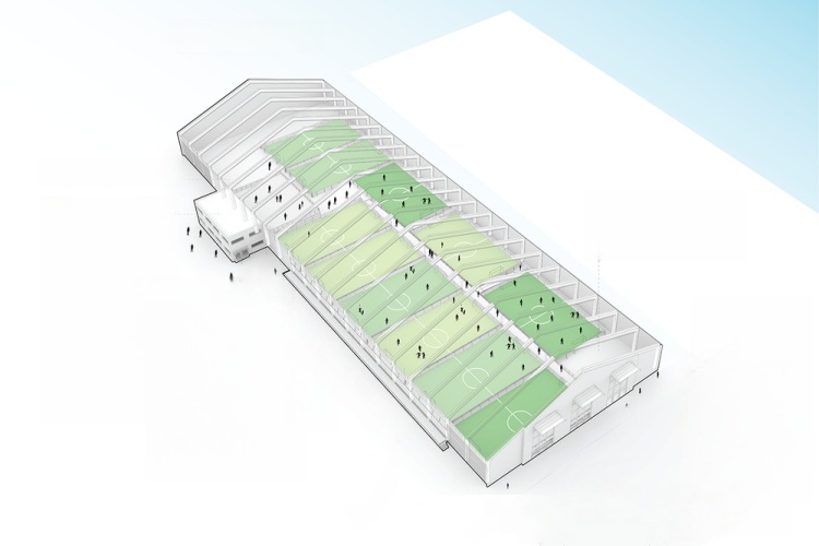 Construction du bâtiment métallique pour la maison de terrain de football intérieur