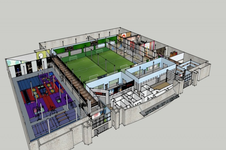 Construction du bâtiment métallique pour la maison de terrain de football intérieur